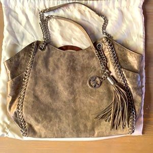 Michael Kors shoulder bag. Metallic silverish gold.